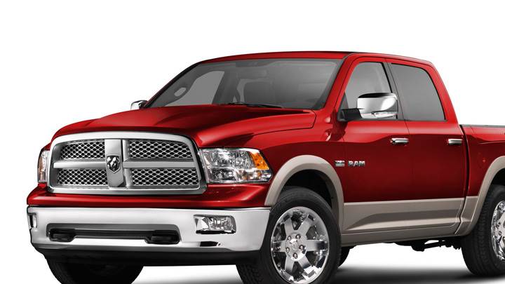 2009 Dodge Ram 1500 Laramie In Red Side Front Pose N White Background